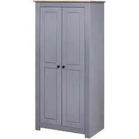 Bury 2-Door Wardrobe with Hanging Rail - Grey, Pine Wood