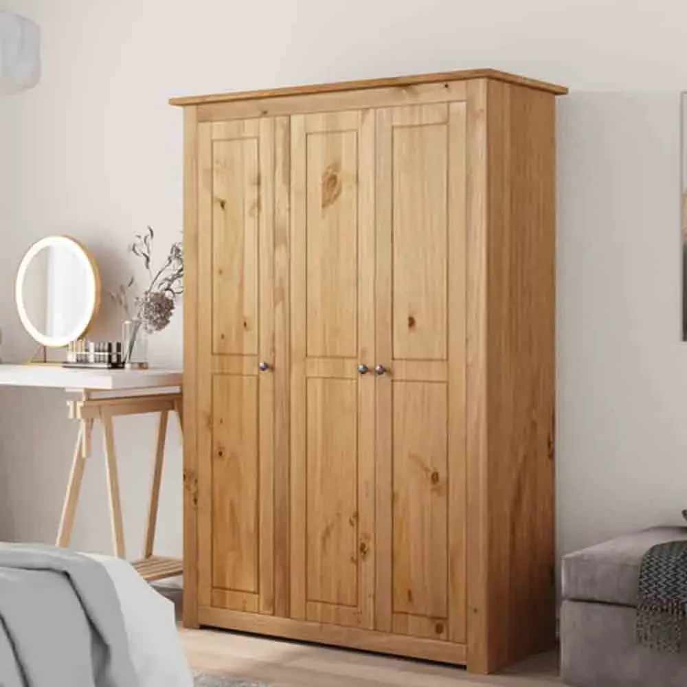 Bury 3-Door Wardrobe - Brown, Pine Wood