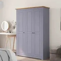 Bury 3-Door Wardrobe - Grey, Pine Wood