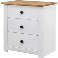 Bury 3-Drawer Bedside Cabinet - White, Pine Wood