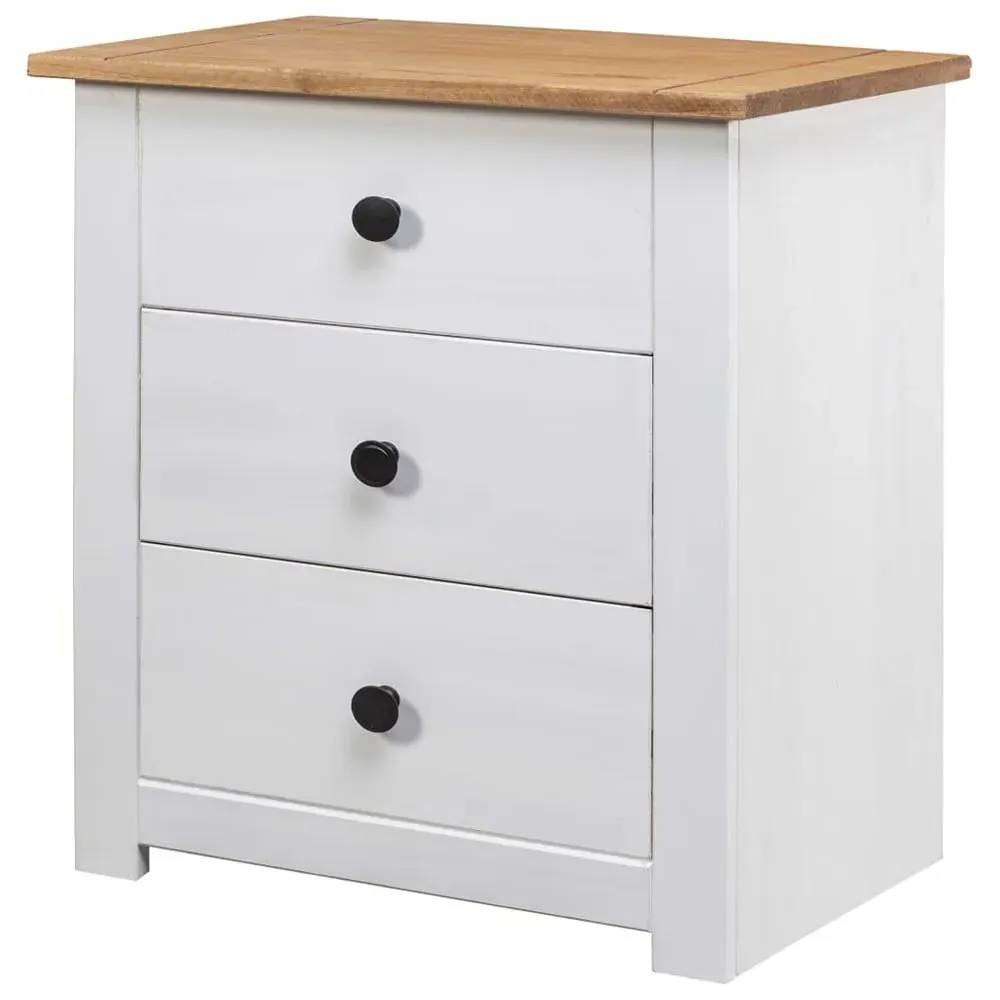 Bury 3-Drawer Bedside Cabinet - White, Pine Wood image