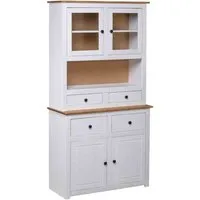 Bury 4-Door Display Cabinet - White, Solid Pine Wood alternate view