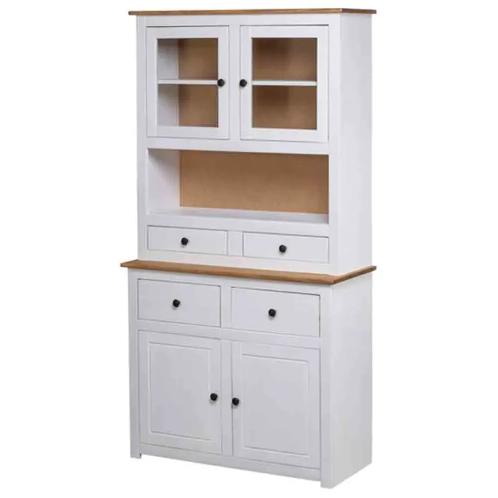 Bury 4-Door Display Cabinet - White, Solid Pine Wood product