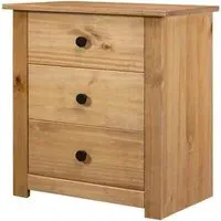 Bury Bedside Cabinet with 3 Drawers - Brown, Pine Wood