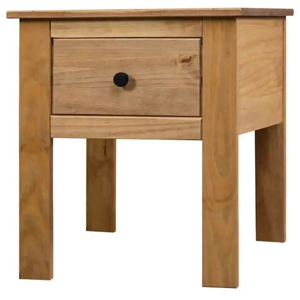 Bury Bedside Cabinet with Drawer - Brown, Pine Wood image