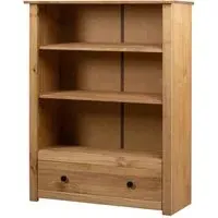 Bury Bookcase with Door - Brown, Pine Wood