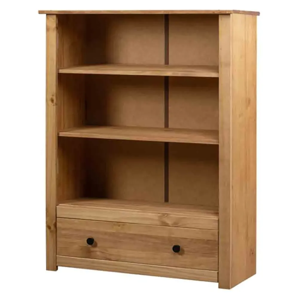 Bury Bookcase with Door - Brown, Pine Wood