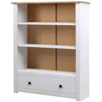 Bury Bookcase with Door - White, Pine Wood
