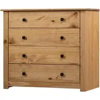 Bury Chest of 4 Drawers - Brown, Pine Wood