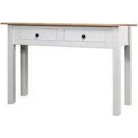 Bury Console Table with 2 Drawers - White, Pine Wood