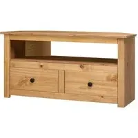 Bury Corner TV Stand with 2 Drawers - Brown, Pinewood