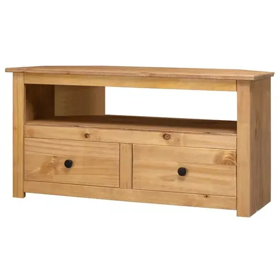 Bury Corner TV Stand with 2 Drawers - Brown, Pinewood image