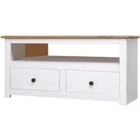Bury Corner TV Stand with 2 Drawers - White, Pinewood
