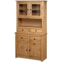 Bury Display Cabinet with 4 Doors - Brown, Pine Wood