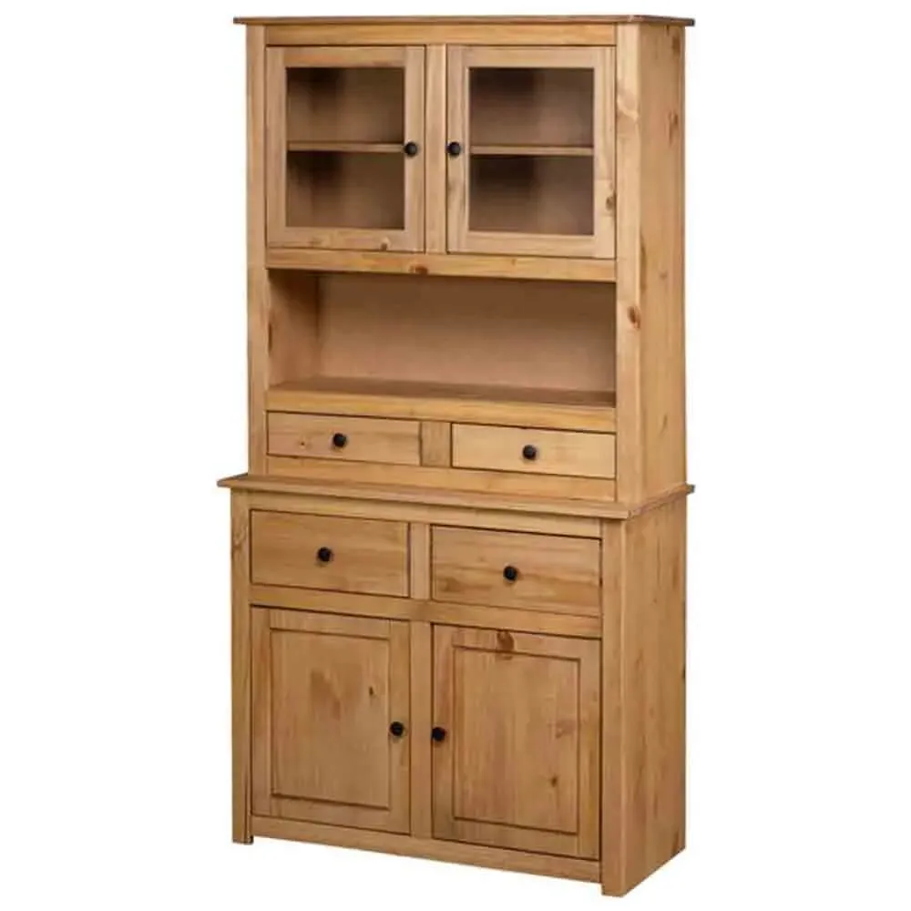 Bury Display Cabinet with 4 Doors - Brown, Pine Wood image