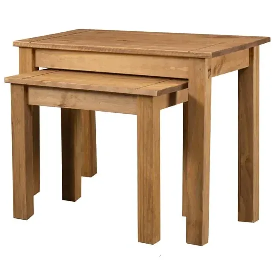 Bury Nest of 2 Tables - Brown, Pine Wood
