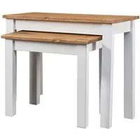 Bury Nest of 2 Tables - White, Pine Wood