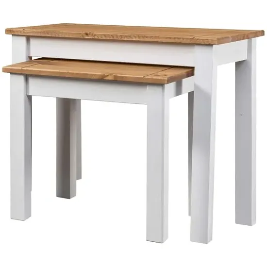 Bury Nest of 2 Tables - White, Pine Wood image