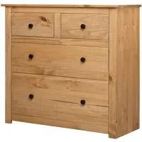 Bury Tall Chest of 4 Drawers - Brown, Pine Wood