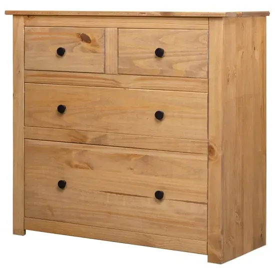Bury Tall Chest of 4 Drawers - Brown, Pine Wood image