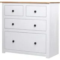 Bury Tall Chest of 4 Drawers - White, Pine Wood