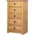 Bury Tall Chest of 5 Drawers - Brown, Pine Wood