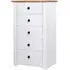 Bury Tall Chest of 5 Drawers - White, Pine Wood