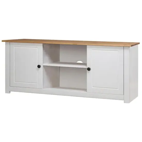 Bury TV Stand with 2 Doors - White, Pinewood image