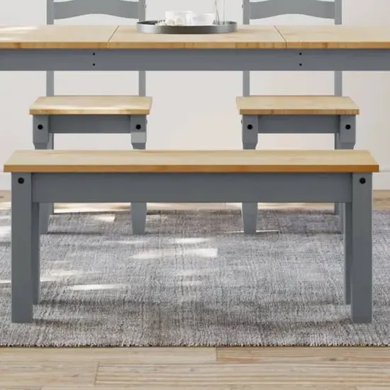 Bury Wooden Dining Bench - Grey, Pine image