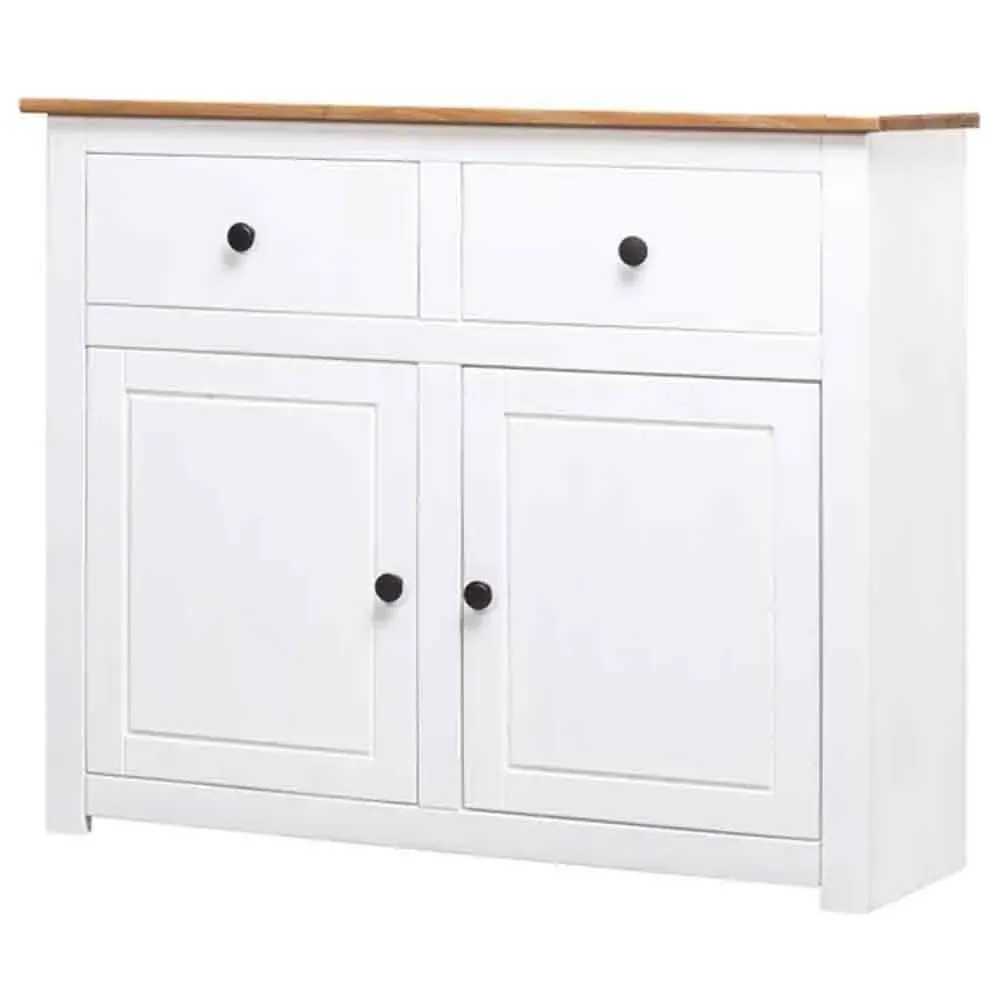 Bury Wooden Sideboard with 2 Doors 2 Drawers - White, Pine image