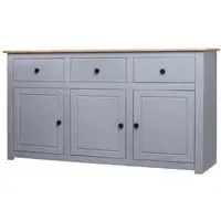 Bury Wooden Sideboard with 3 Doors 3 Drawers - Grey, Pine