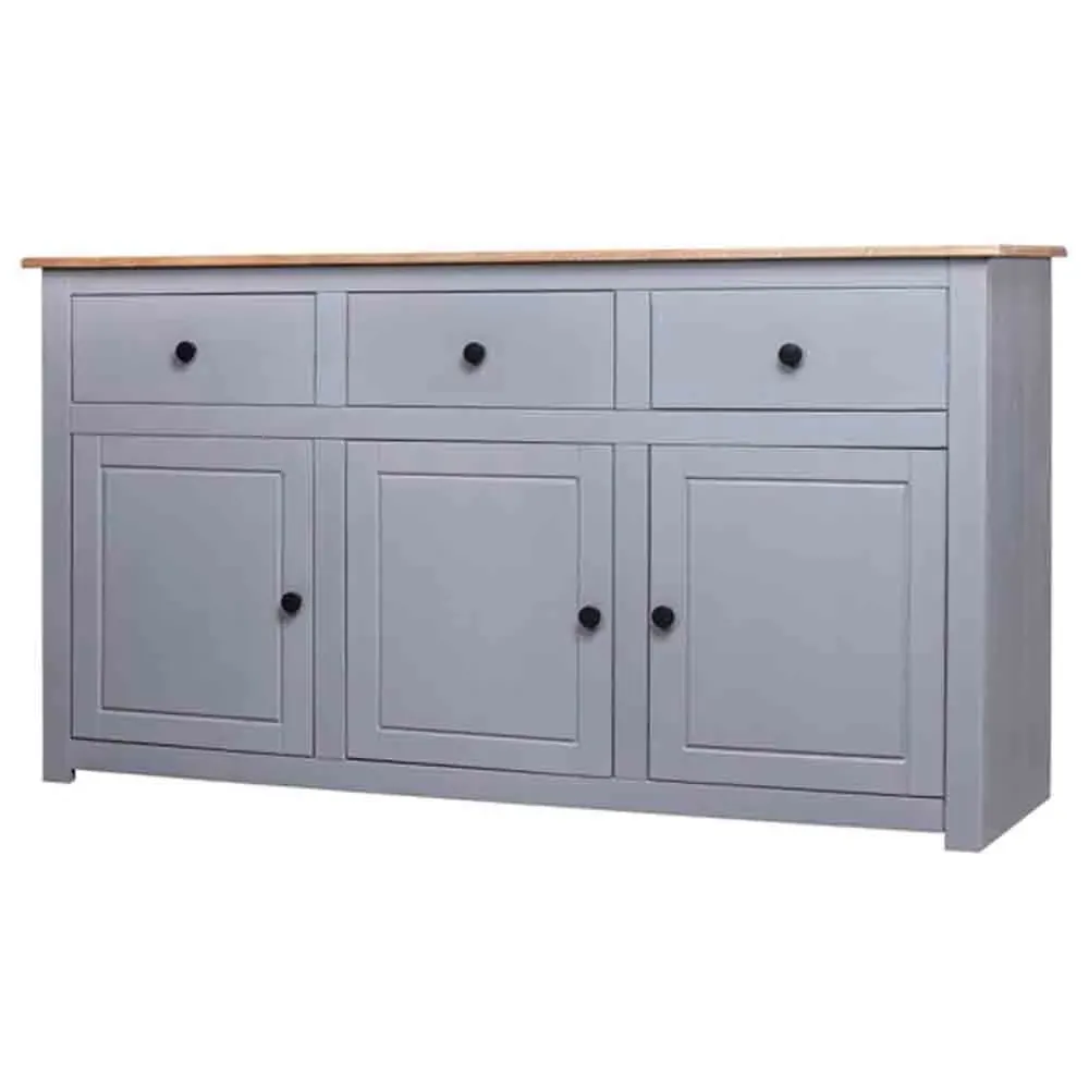 Bury Wooden Sideboard with 3 Doors 3 Drawers - Grey, Pine image