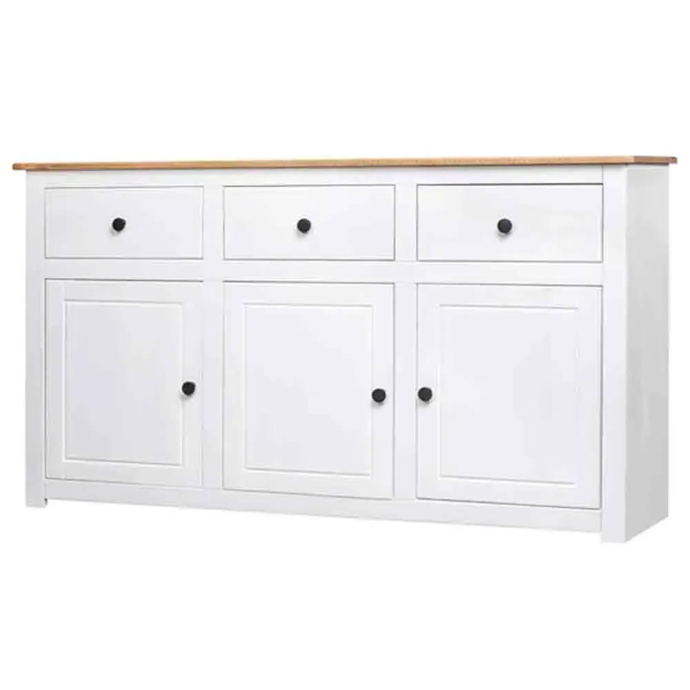 Bury Wooden Sideboard with 3 Doors 3 Drawers - White, Pine image