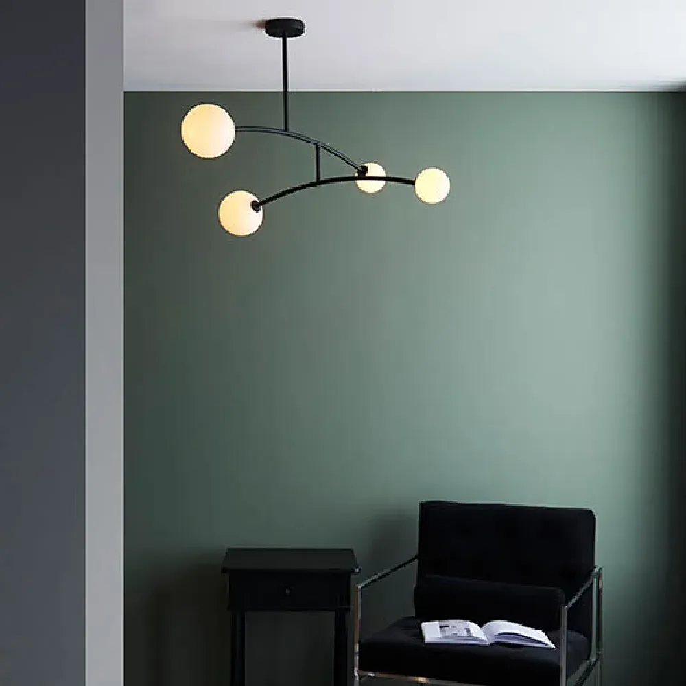 Butte 3-Light Glass Shade Pendant Light - White, Matt Black product