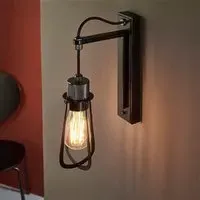 Butte Glass Wall Light with Metal Frame - Black