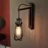 Butte Glass Wall Light with Metal Frame - Black