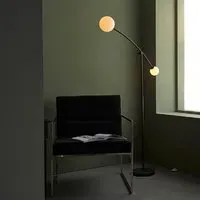 Butte Tall Floor Lamp with Adjustable Arm - Black, Opal Glass