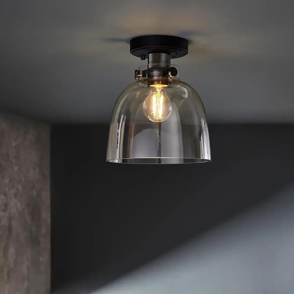 Butte Tinted Glass Shade Ceiling Light - Black Chrome