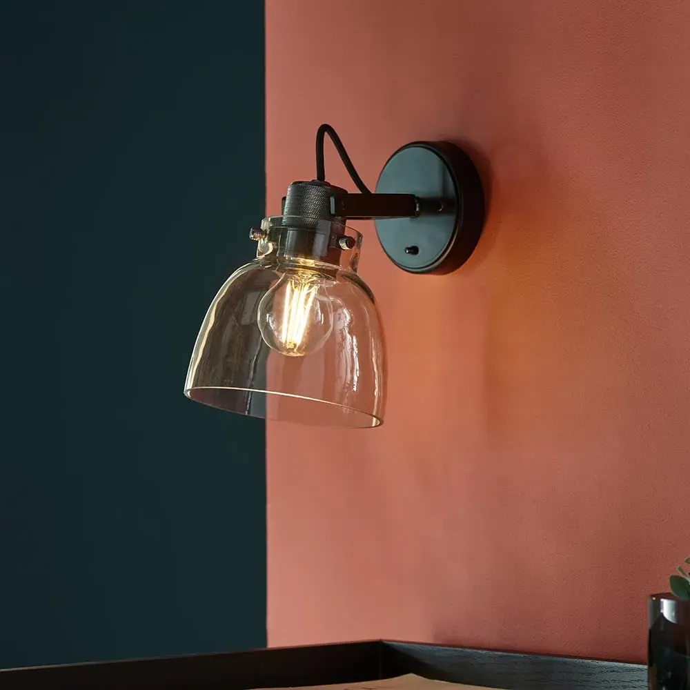 Butte Tinted Glass Shade Wall Light - Black Chrome image