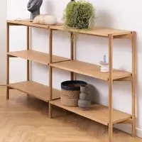 Butte Wide Bookcase with 4 Shelves - Oak