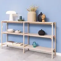 Butte Wide Bookcase with 4 Shelves - White Oak