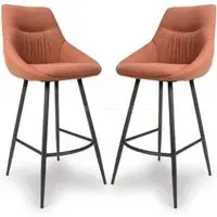 Buxton Bar Chairs - Brick, Fabric