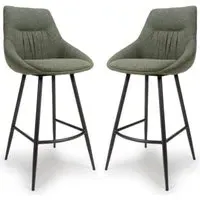 Buxton Bar Chairs Set of 2 with Swivel - Sage, Fabric