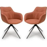 Buxton Carver Dining Chairs - Brick, Fabric