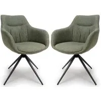 Buxton Carver Dining Chairs Pair - Sage, Fabric