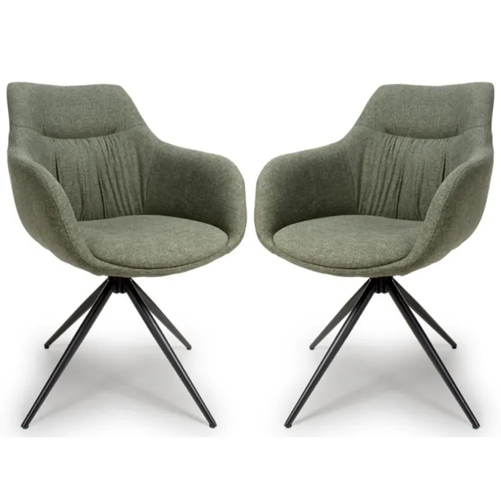 Buxton Carver Dining Chairs Pair - Sage, Fabric image