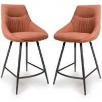 Buxton Counter Bar Chairs - Brick, Fabric