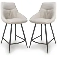 Buxton Counter Bar Chairs Pair - Natural, Fabric