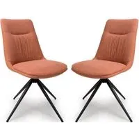 Buxton Swivel Dining Chairs - Brick, Fabric