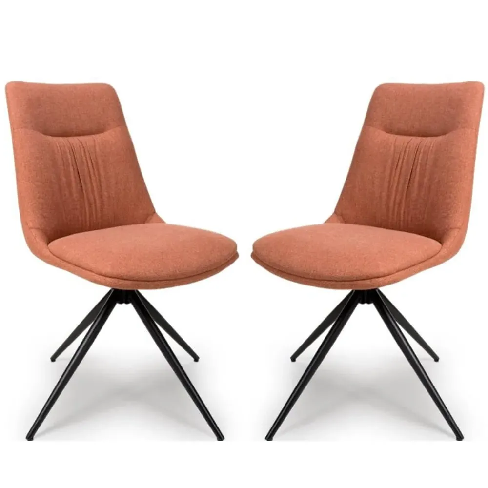 Buxton Swivel Dining Chairs - Brick, Fabric image